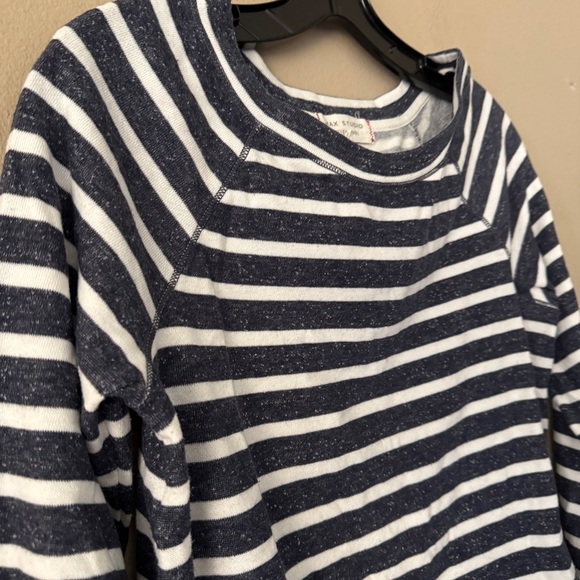 Max Studio Navy and White Striped Top Size S - Picture 2 of 7